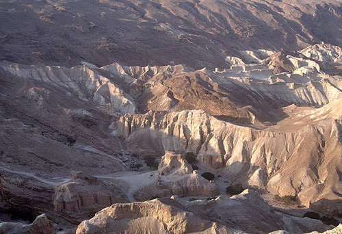 Israel, Wadi Zohar in the Judean hills, Nabataean fortress, later used by Byzantines, aerial view