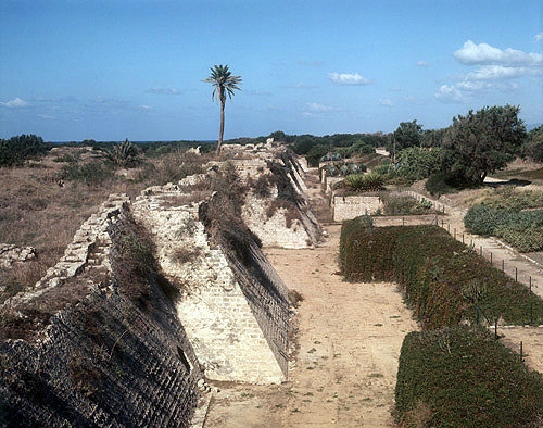 City wall and fosse, eastern section, built 1251, Caesarea, Israel