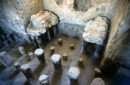 Israel, Masada, caldarium bath house, the hottest room, built by Herod