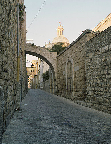 Israel, Jerusalem,  the Via Dolorosa,  the Ecce Homo Arch is the second one, Dome of the Chapel of the Flagellation