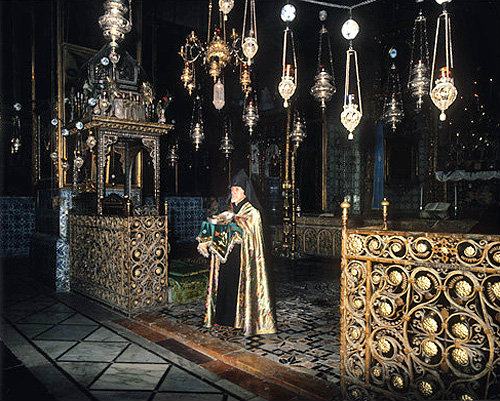 Israel, Jerusalem, Priest during a service in the Armenian Cathedral