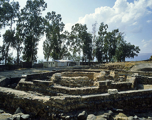 Walls of octagonal church built in fifth century over house of St Peter, Capernaum, Israel
