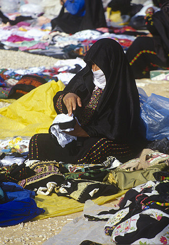 Bedouin woman with embroidery, Bedouin market, Beersheva, Israel