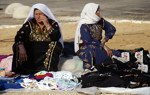 Israel, Beersheva, Bedouin market women selling clothes