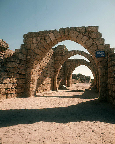 Vaulted street in crusader city, Caesarea, Israel