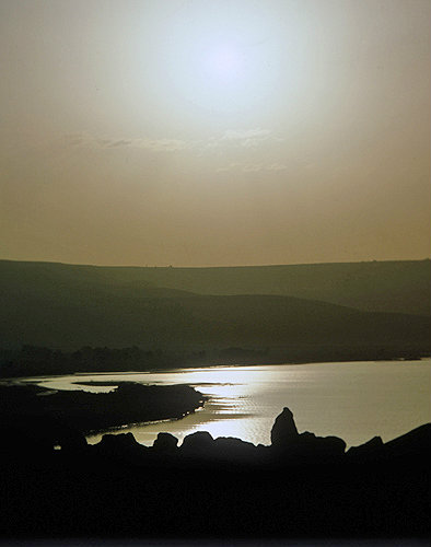 Israel, the Sea of Galilee, Bethsaida Valley and the entry of the River Jordan into the sea