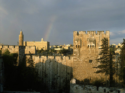 Israel, Jerusalem, the Citadel, minaret and north west tower