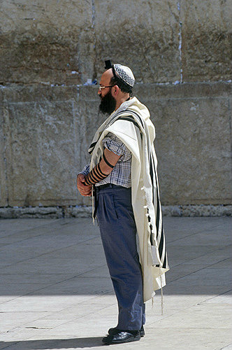 Israel, Jerusalem, a Sephardic Jew standing by the Western Wall