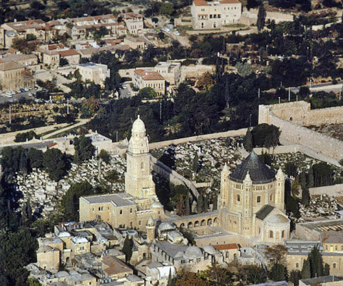 Jerusalem, Aerial view of Mount Zion, Church of the Dormition and Room of the Last Supper