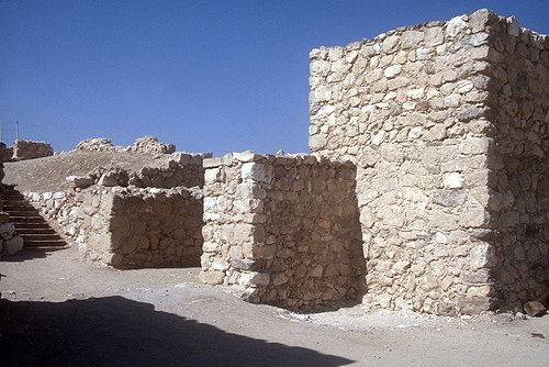 Israel, Tel Arad, Hellenistic tower at entrance to citadel and Israelite temple