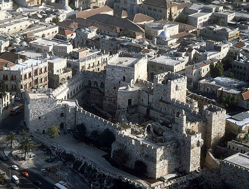Israel, Jerusalem, aerial view of the citadel in the old city