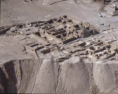 Essene settlement, Qumran, aerial view from south west, Israel