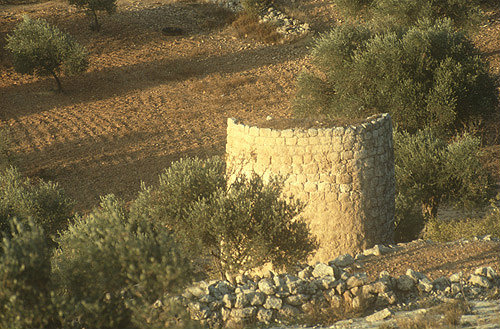 Watch tower in the early morning light, below Bethlehem, Israel