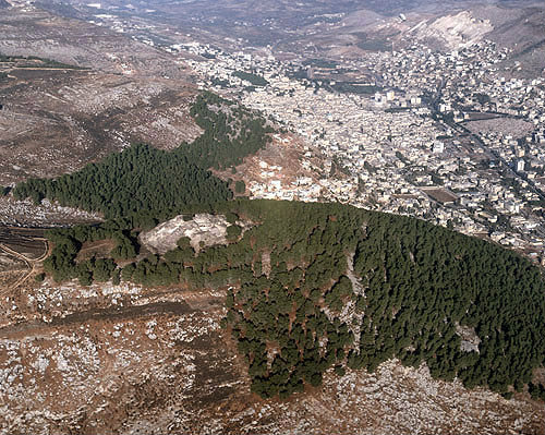 Israel, aerial view of Mount Gerizim
