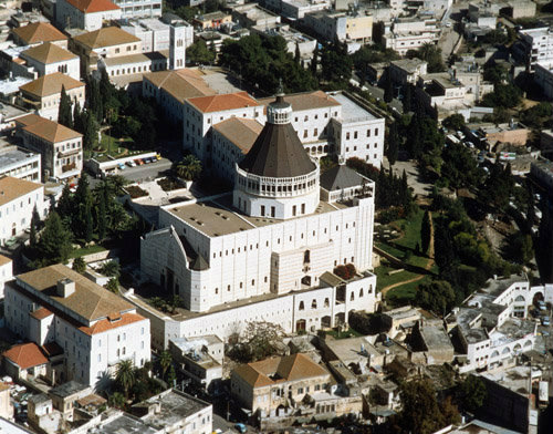 Israel Nazareth aerial view of the Church of the Annunciation from the south