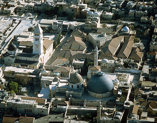 Israel, Jerusalem, aerial view of the Holy Sepulchre