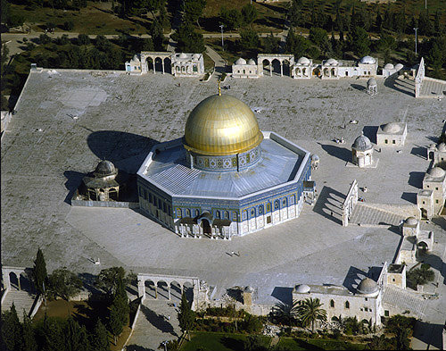 Dome of Rock, and temple area seen from south, aerial photograph, Jerusalem, Israel
