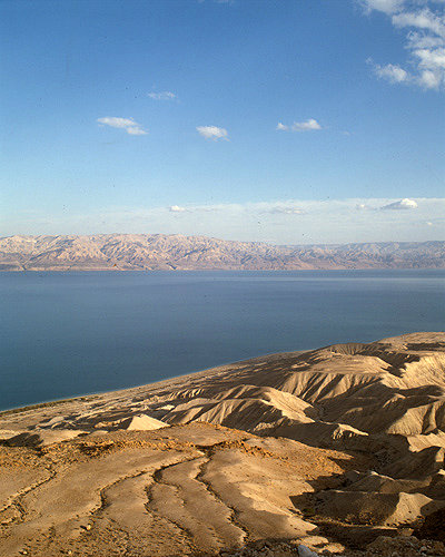 Israel, looking east from the Judean foothills  to the Hills of Moab across the Dead Sea