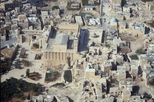 Great Mosque constructed over the tomb of Abraham, aerial view, Hebron, Israel