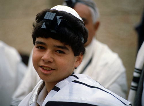 Israel Jerusalem Israeli Jewish boy at a Bar Mitzvah ceremony
