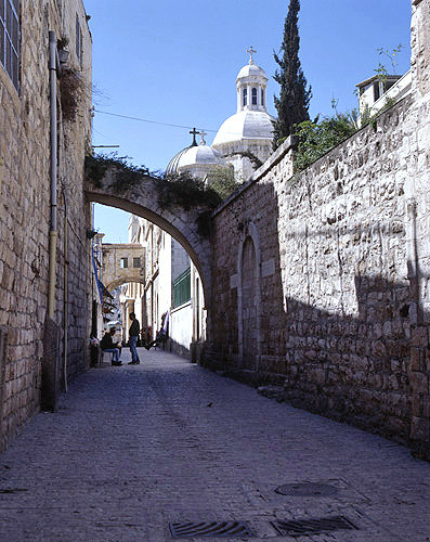 Israel, Jerusalem, the Via Dolorosa and Ecce Homo arch beyond