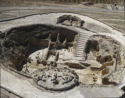 Herodium, Herodion (Har Hordos), aerial close-up from north, Israel