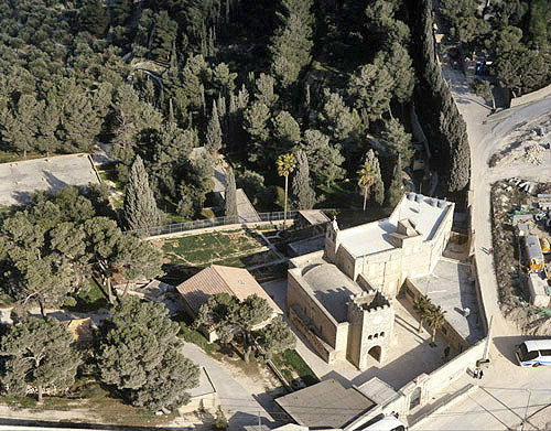 Israel, Bethphage aerial view of the Franciscan church