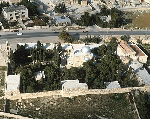 Israel, Bethany aerial view of the Convent of St Lazarus Martha and Mary