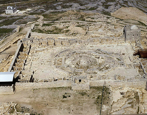 Mount Gerizim showing ruins of fifth century eight sided  Byzantine church that was built over the altar of the earlier Samaritan church, Israel