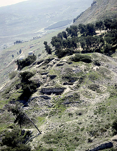 Mount Gerizim, aerial view of ruins, Israel