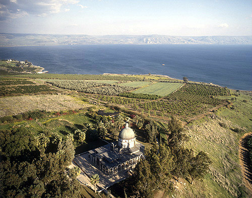 Church of Beatitudes, aerial view, north west Galilee, Israel