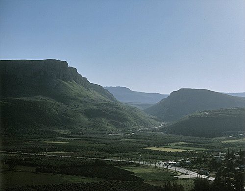 Israel, Mount Arbel aerial view from the west