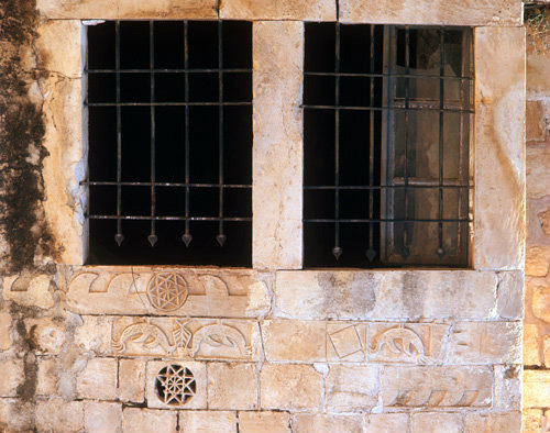 Israel, Jerusalem, Mount Zion, detail of the window of the Room of the Last Supper