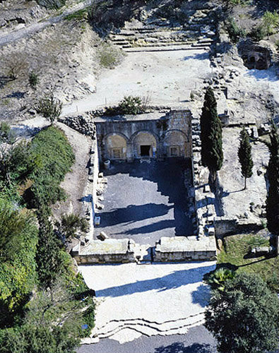 Israel, Bet Shearim, aerial of Necropolis and Catacombs 2nd-3rd century AD