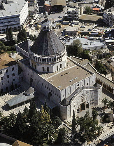 Israel, Nazareth, aerial view of the Church of the Annunciation
