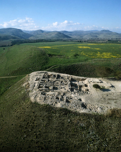 Israel, Tel Hazor,  aerial shot of 9th - 8th century BC Israelite citadel