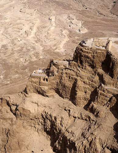 Israel, aerial view of Masada from the west showing Herod