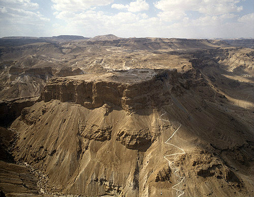 Israel, aerial view of Masada from the east