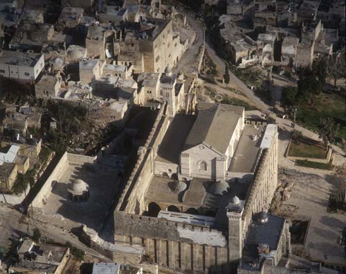 Tomb of the Patriarchs, burial place of Abraham, Sarah, Isaac and Jacob, Hebron, aerial view of Haram al-Khalil, Israel