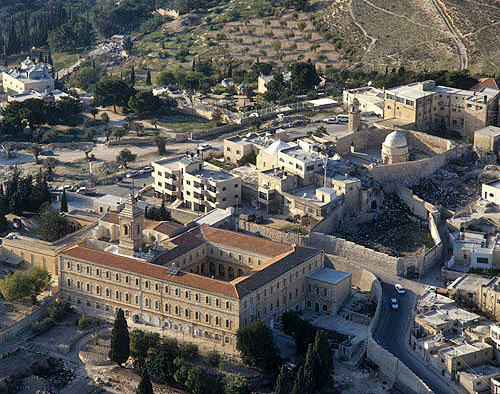 Israel, Jerusalem, aerial view of Pater Noster Church on the Mount of Olives Convent of the Carmelite sisters