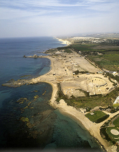 Israel,Caesarea, aerial view of the whole site looking north