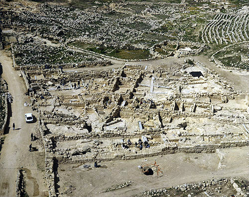 Susya archaeological site, Judaean mountains, aerial view, Israel
