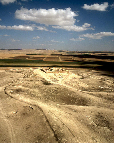 Israel, Tel Arad, in the Negev, aerial view from west of eighth to seventh century BC Israelite citadel