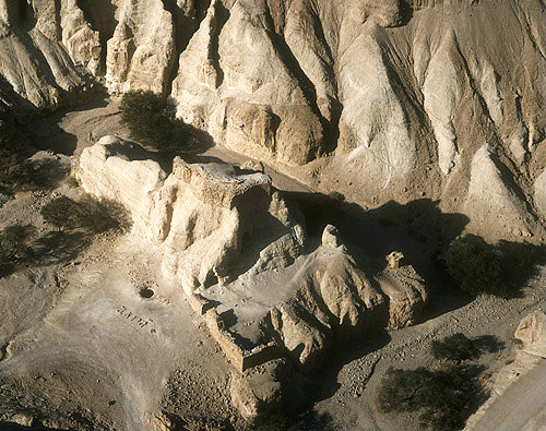 Israel, Wadi Zohar, aerial view of Nabataean fortress, later restored by Byzantines, from the south east