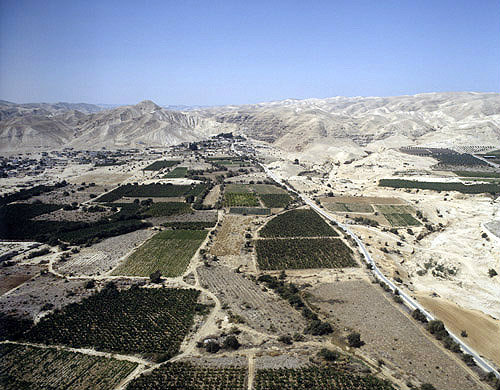 Cultivated fields near Jericho, aerial, Israel