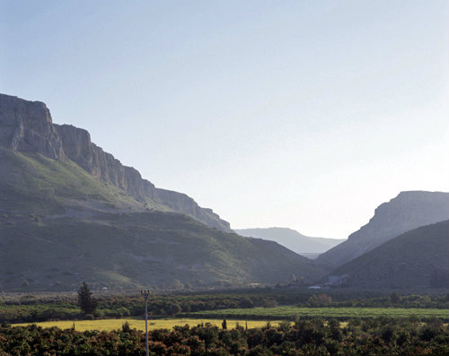 View towards Mount Arbel and Valley of the Doves, Galilee, Israel