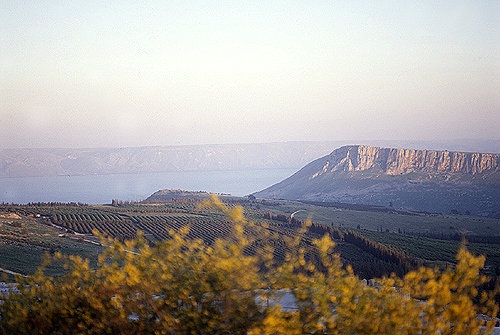 Israel, Mount Arbel, with the Sea of Galilee beyond