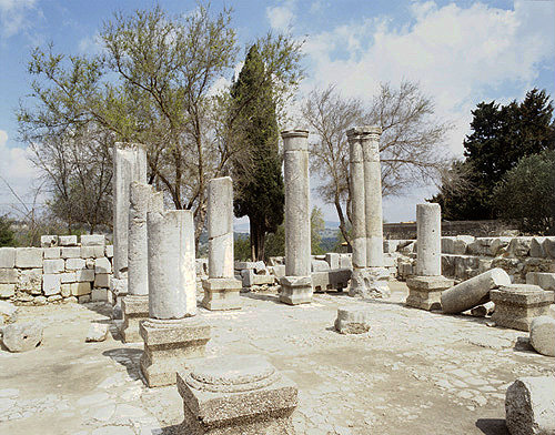 Israel, Baram, interior of 4th century CE synagogue