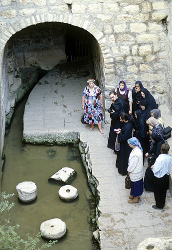 Pool of Siloam, Russian orthodox pilgrims, City of David, Jerusalem, Israel