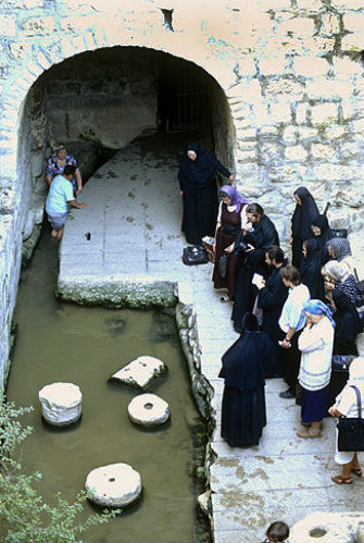 Pool of Siloam, Russian orthodox pilgrims, City of David, Jerusalem, Israel